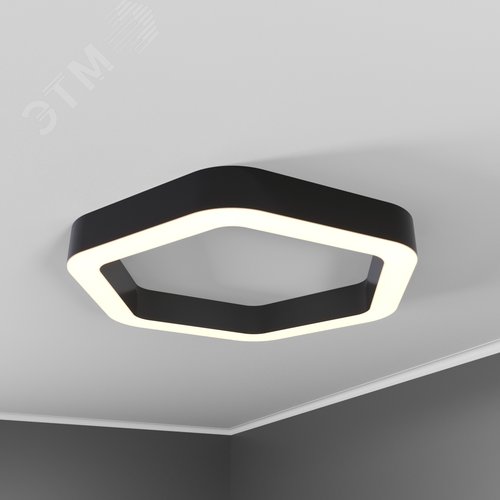 Светильник светодиодный RVE-LBX-HOLE-HEXA-SOFT-700-N (Шестиугольник закругл. с отверстием 700х664х100мм S80мм 48Вт Накладной 4000К Белый) - фото 1