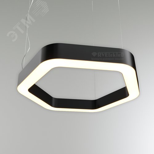 Светильник светодиодный RVE-LBX-HOLE-HEXA-SOFT-800-P (Шестиугольник закругленный с отверстием 800х736х100мм S80мм 54Вт Подвесной 4000К Белый) - фото 1