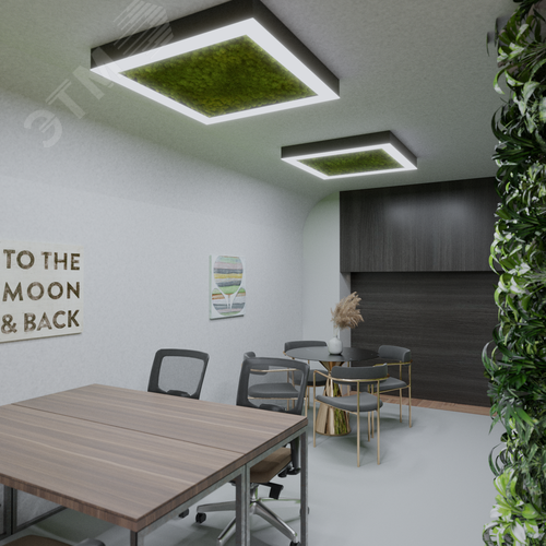 Светильник светодиодный RVE-LBX-MOSS-BOX-1200-N (Квадрат с отверстием 1200х1200х100мм S80мм 116Вт Накладной 4000К Белый) - фото 2