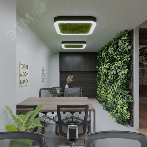 Светильник светодиодный RVE-LBX-MOSS-BOX-SOFT-800-N (Квадрат закругленный с отверстием 800х800х100мм S80мм 67Вт Накладной 4000К Белый) - фото 2