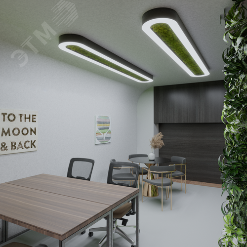 Светильник светодиодный RVE-LBX-MOSS-LARGO-1400-N (Овал с отверстием 1400х350х100мм S80мм 74Вт Накладной 4000К Белый) - фото 2