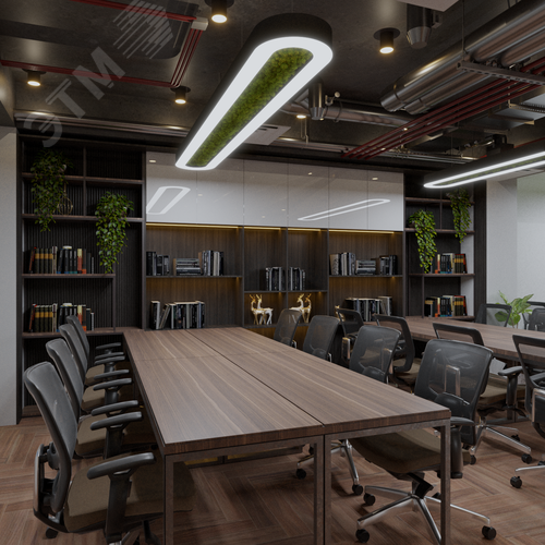 Светильник светодиодный RVE-LBX-MOSS-LARGO-2600-P (Овал с отверстием 2600х350х100мм S80мм 136Вт Подвесной 4000К Белый) - фото 3