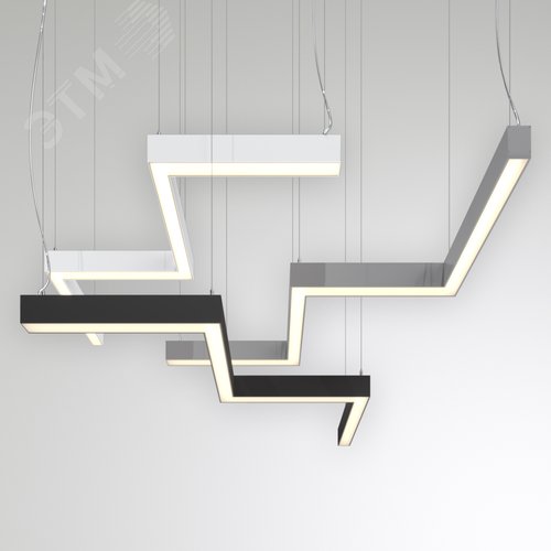 Светильник светодиодный RVE-PLS5070-BARRE-M-2042-P (Зигзаг M 2042х564х70мм сегмент 747мм 50х70мм 75Вт Подвесной 4000К Серый RAL9006 МУАР) - фото 1