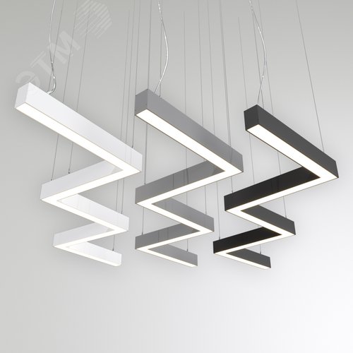 Светильник светодиодный RVE-PLS5070-BARRE-Z-3384-P (Зигзаг Z 3384х733х70мм сегмент 987мм 50х70мм 126Вт Подвесной 4000К Серый RAL9006 МУАР) - фото 1