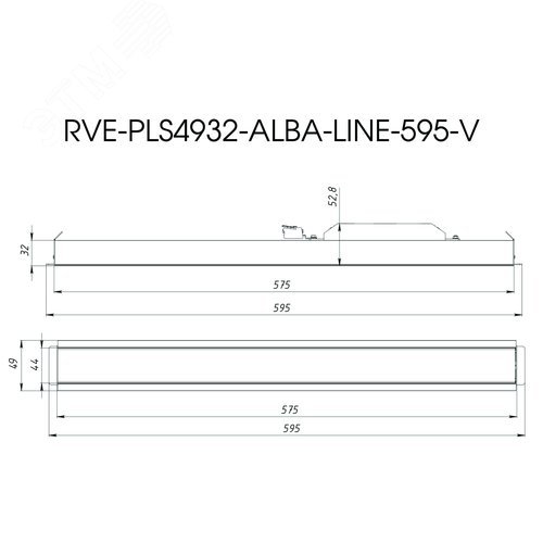 Светильник светодиодный RVE-PLS4932-ALBA-LINE-595-V (Линейный 595х49х32мм 18Вт Встраиваемый 4000К Белый) - фото 3