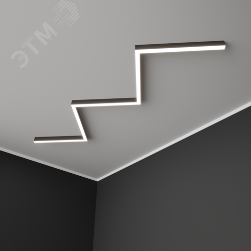 Светильник светодиодный RVE-PLS5070-BARRE-Z-838-N (Зигзаг Z 838х224х70мм сегмент 267мм 50х70мм 29Вт Накладной 4000К Серый RAL9006 МУАР) - фото 1