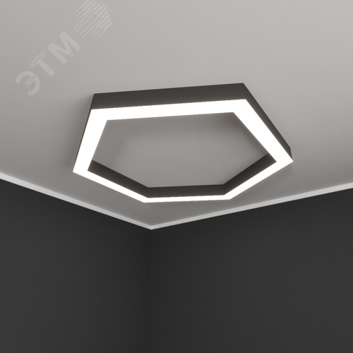 Светильник светодиодный RVE-LBX-HOLE-HEXA-1200-N (Шестиугольник с отверстием 1200х1039х100мм S80мм 83Вт Накладной 4000К Белый) - фото 1