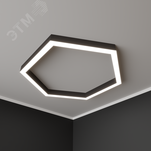 Светильник светодиодный RVE-PLS5070-HEXA-550-N (Шестиугольник 550х476х70мм сегмент 275мм 50х70мм 39Вт Накладной 4000К Серый RAL9006 МУАР) - фото 1