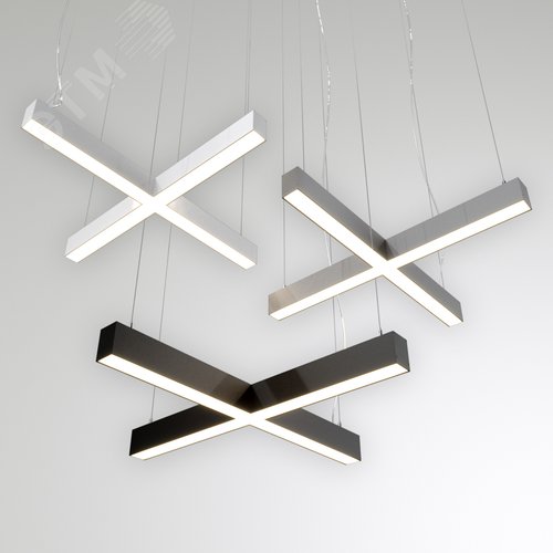 Светильник светодиодный RVE-PLS5070-KRESCENT-1465-P (Крест 1465х1465х70 мм сегмент 733мм 50х70мм 78Вт Подвесной 4000К Серый RAL9006 МУАР) - фото 1