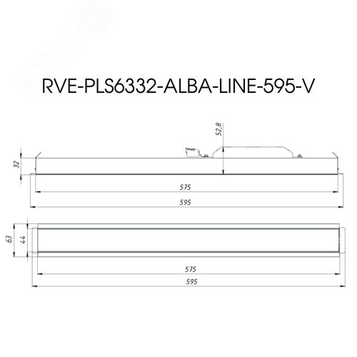 Светильник светодиодный RVE-PLS6332-ALBA-LINE-595-V (Линейный 595х63х32мм 18Вт Встраиваемый 4000К Белый) - фото 3