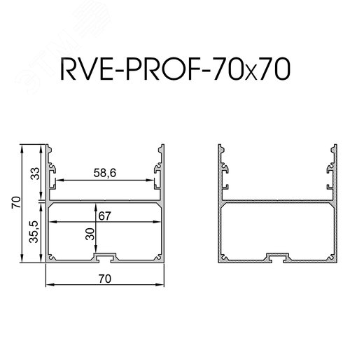 Профиль алюминиевый светотехнический RVE-PROF_70x70 - фото 2