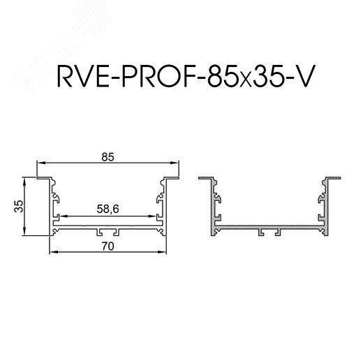 Профиль алюминиевый светотехнический RVE-PROF_85x35_V - фото 2