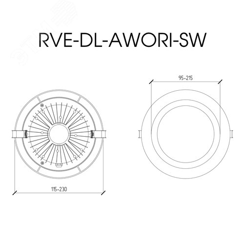 Светильник светодиодный RVE-DL-AWORI-SW-115 (Круг 10Вт 115х115х50мм 4000K CRI 90 встраиваемый) - фото 4