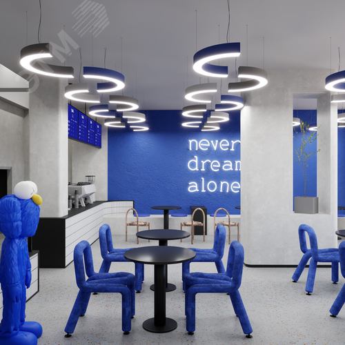 Светильник светодиодный RVE-LBX-ARCO-1600-P (Полукольцо 1600х800х100мм S80мм 60Вт Подвесной 4000К Белый) - фото 4