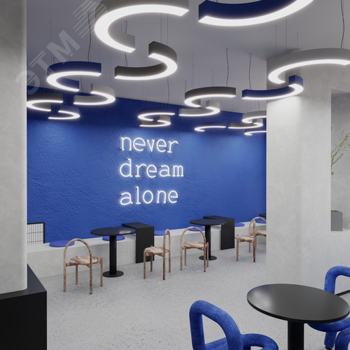 Светильник светодиодный RVE-LBX-ARCO-1600-P (Полукольцо 1600х800х100мм S80мм 60Вт Подвесной 4000К Белый) - фото 6