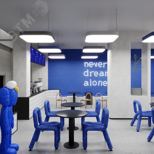 Светильник светодиодный RVE-LBX-BOX-SOFT-1600-P (Квадрат закругленный 1600х1600х120мм 288Вт Подвесной 4000К Белый) - фото 4