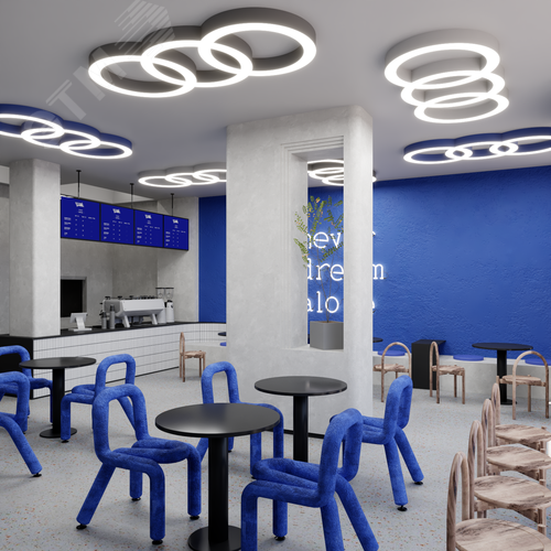 Светильник светодиодный RVE-LBX-CHAIN-3X-1350-N (Цепь из трех колец 1350х600х70мм 125Вт Накладной 4000К Белый) - фото 3