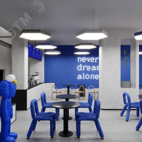 Светильник светодиодный RVE-LBX-HEXA-1500-P (Шестиугольник 1500х1299х120мм 173Вт Подвесной 4000К Белый) - фото 4