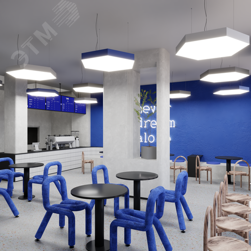 Светильник светодиодный RVE-LBX-HEXA-1500-P (Шестиугольник 1500х1299х120мм 173Вт Подвесной 4000К Белый) - фото 5