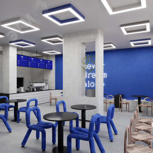 Светильник светодиодный RVE-LBX-HOLE-BOX-700-N (Квадрат с отверстием 700х700х100мм S80мм 63Вт Накладной 4000К Белый) - фото 3