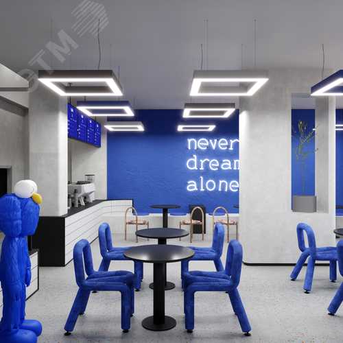 Светильник светодиодный RVE-LBX-HOLE-BOX-400-P (Квадрат с отверстием 400х400х100мм S80мм 32Вт Подвесной 4000К Белый) - фото 4