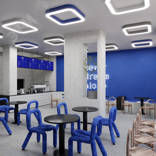 Светильник светодиодный RVE-LBX-HOLE-BOX-SOFT-400-N (Квадрат закругленный с отверстием 400х400х100мм S80мм 32Вт Накладной 4000К Белый) - фото 3