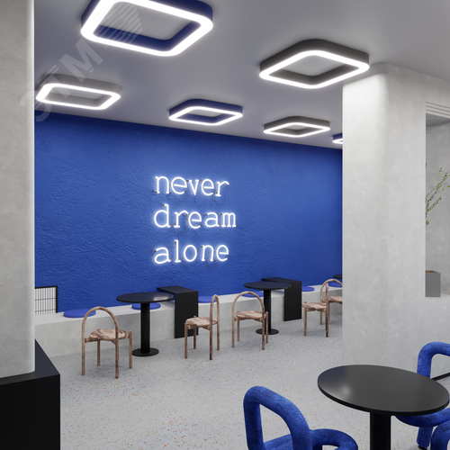 Светильник светодиодный RVE-LBX-HOLE-BOX-SOFT-400-N (Квадрат закругленный с отверстием 400х400х100мм S80мм 32Вт Накладной 4000К Белый) - фото 4