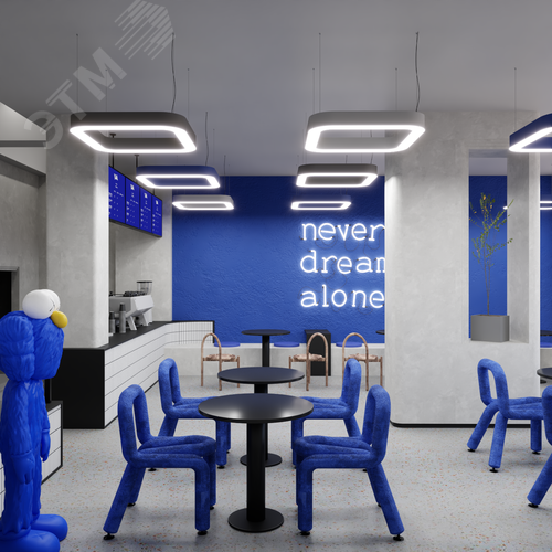 Светильник светодиодный RVE-LBX-HOLE-BOX-SOFT-1600-P (Квадрат закругленный с отверстием 1600х1600х100мм S80мм 147Вт Подвесной 4000К Белый) - фото 4