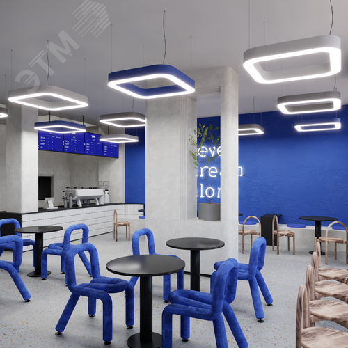 Светильник светодиодный RVE-LBX-HOLE-BOX-SOFT-1600-P (Квадрат закругленный с отверстием 1600х1600х100мм S80мм 147Вт Подвесной 4000К Белый) - фото 5