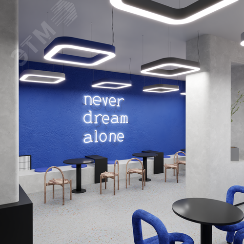 Светильник светодиодный RVE-LBX-HOLE-BOX-SOFT-1600-P (Квадрат закругленный с отверстием 1600х1600х100мм S80мм 147Вт Подвесной 4000К Белый) - фото 6