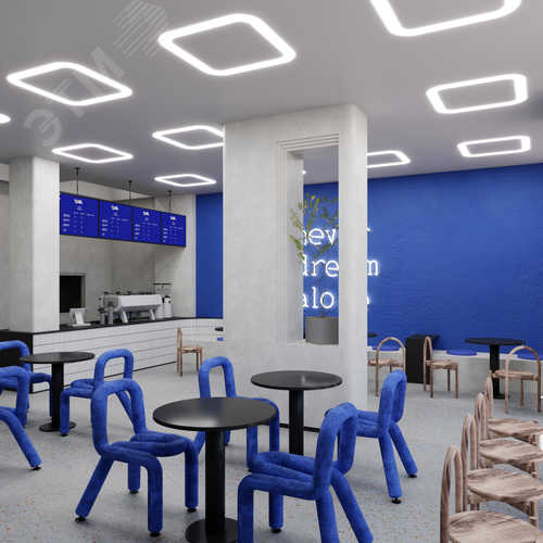 Светильник светодиодный RVE-LBX-HOLE-BOX-SOFT-630-V (Квадрат закругленный с отверстием 630х630х100мм S80мм 50Вт встраиваемый 4000K Белый) - фото 3