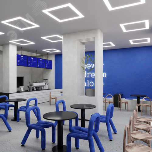 Светильник светодиодный RVE-LBX-HOLE-BOX-1446-VG (Квадрат с отверстием 1446х1446х110мм S80мм 136Вт встраиваемый под шпаклевку 4000K Белый) - фото 3