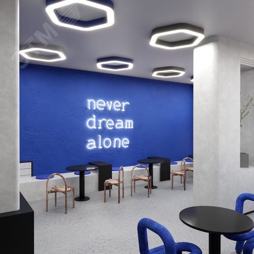 Светильник светодиодный RVE-LBX-HOLE-HEXA-SOFT-700-N (Шестиугольник закругл. с отверстием 700х664х100мм S80мм 48Вт Накладной 4000К Белый) - фото 4