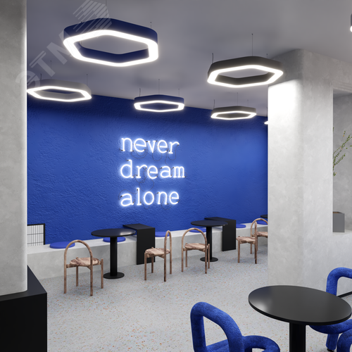 Светильник светодиодный RVE-LBX-HOLE-HEXA-SOFT-800-P (Шестиугольник закругленный с отверстием 800х736х100мм S80мм 54Вт Подвесной 4000К Белый) - фото 4