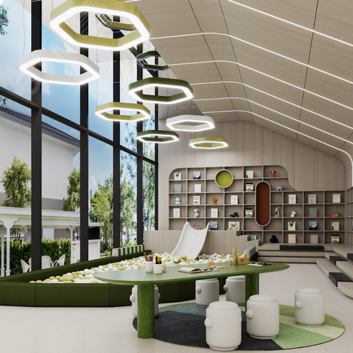 Светильник светодиодный RVE-LBX-HOLE-HEXA-SOFT-800-P (Шестиугольник закругленный с отверстием 800х736х100мм S80мм 54Вт Подвесной 4000К Белый) - фото 6