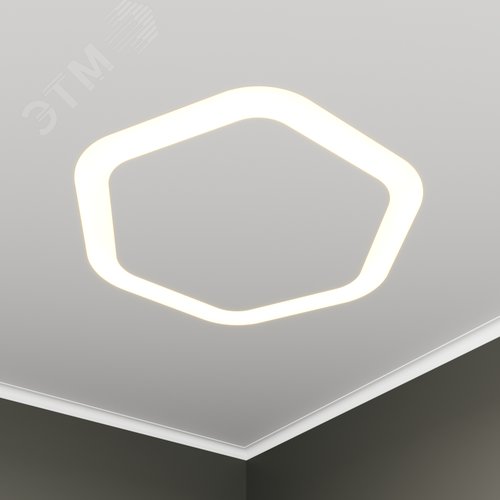 Светильник светодиодный RVE-LBX-HOLE-HEXA-SOFT-446-VG (Шестиугольник закругленный с отверстием 446х414х110мм S80мм 24Вт встраиваемый под шпаклевку 4000K Белый) - фото 1