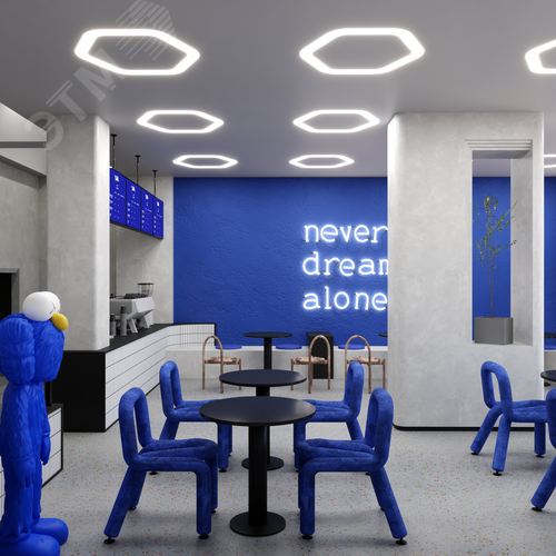 Светильник светодиодный RVE-LBX-HOLE-HEXA-SOFT-446-VG (Шестиугольник закругленный с отверстием 446х414х110мм S80мм 24Вт встраиваемый под шпаклевку 4000K Белый) - фото 2