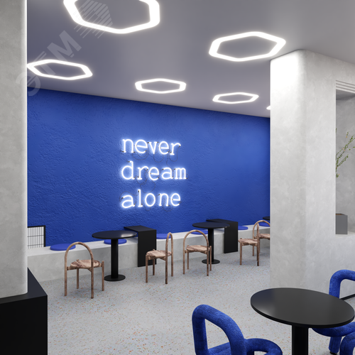 Светильник светодиодный RVE-LBX-HOLE-HEXA-SOFT-446-VG (Шестиугольник закругленный с отверстием 446х414х110мм S80мм 24Вт встраиваемый под шпаклевку 4000K Белый) - фото 4