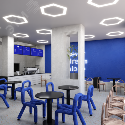 Светильник светодиодный RVE-LBX-HOLE-HEXA-1246-VG (Шестиугольник с отверстием 1246х1085х110мм S80мм 84Вт встраиваемый под шпаклевку 4000K Белый) - фото 3