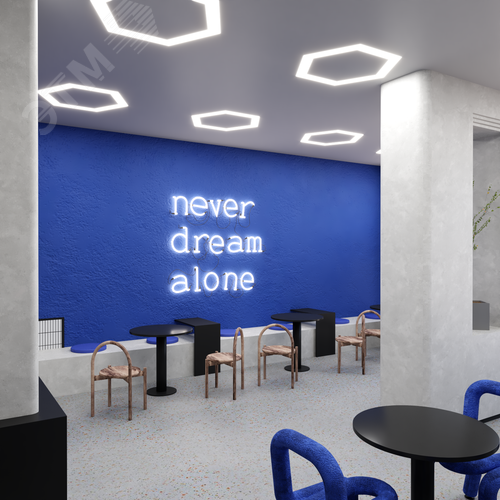 Светильник светодиодный RVE-LBX-HOLE-HEXA-1246-VG (Шестиугольник с отверстием 1246х1085х110мм S80мм 84Вт встраиваемый под шпаклевку 4000K Белый) - фото 4