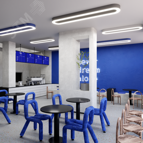 Светильник светодиодный RVE-LBX-HOLE-LARGO-2600-N (Овал с отверстием 2600х350х100мм S80мм 136Вт Накладной 4000К Белый) - фото 4