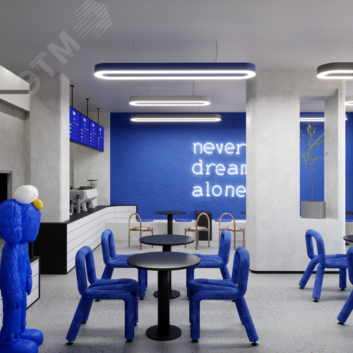 Светильник светодиодный RVE-LBX-HOLE-LARGO-2000-P (Овал с отверстием 2000х350х100мм S80мм 104Вт Подвесной 4000К Белый) - фото 3