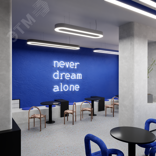 Светильник светодиодный RVE-LBX-HOLE-LARGO-2000-P (Овал с отверстием 2000х350х100мм S80мм 104Вт Подвесной 4000К Белый) - фото 5