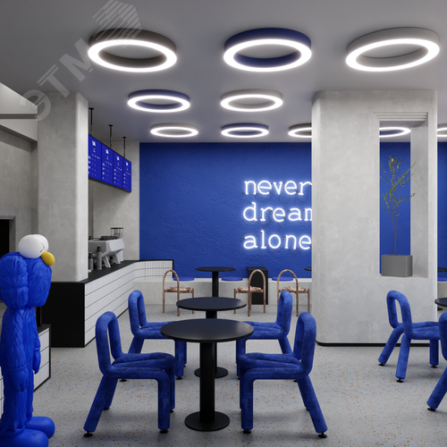 Светильник светодиодный RVE-LBX-HOLE-RING-1200-N (Кольцо 1200х1200х100мм S80мм 88Вт Накладной 4000К Белый) - фото 2