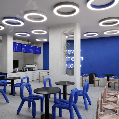 Светильник светодиодный RVE-LBX-HOLE-RING-1200-N (Кольцо 1200х1200х100мм S80мм 88Вт Накладной 4000К Белый) - фото 3