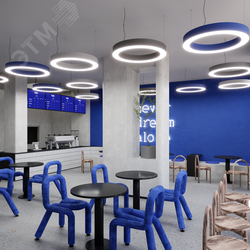 Светильник светодиодный RVE-LBX-HOLE-RING-1600-P (Кольцо 1600х1600х100мм S80мм 119Вт Подвесной 4000К Белый) - фото 5