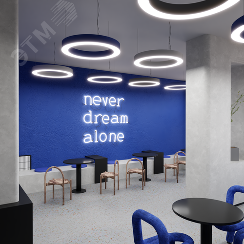 Светильник светодиодный RVE-LBX-HOLE-RING-1600-P (Кольцо 1600х1600х100мм S80мм 119Вт Подвесной 4000К Белый) - фото 6