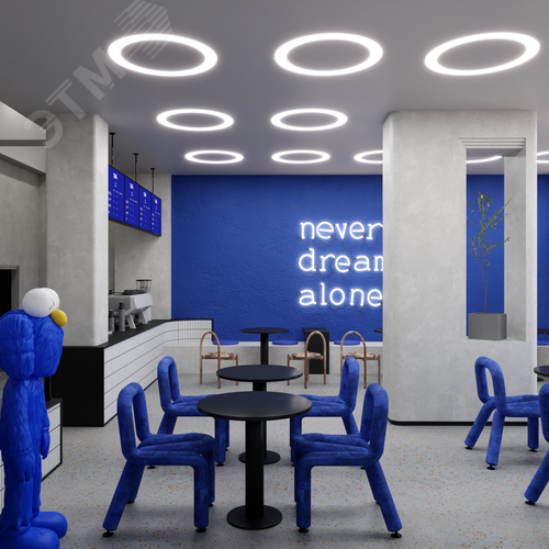 Светильник светодиодный RVE-LBX-HOLE-RING-1630-V (Кольцо 1630х1630х100мм S80мм 120Вт встраиваемый 4000K Белый) - фото 2