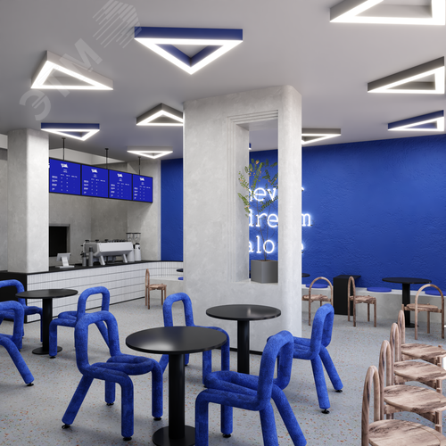 Светильник светодиодный RVE-LBX-HOLE-TRIO-1200-N (Треугольник с отверстием 1200х1039х100мм S80мм 80Вт Накладной 4000К Белый) - фото 3