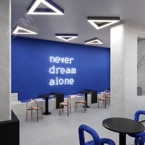 Светильник светодиодный RVE-LBX-HOLE-TRIO-1200-N (Треугольник с отверстием 1200х1039х100мм S80мм 80Вт Накладной 4000К Белый) - фото 4